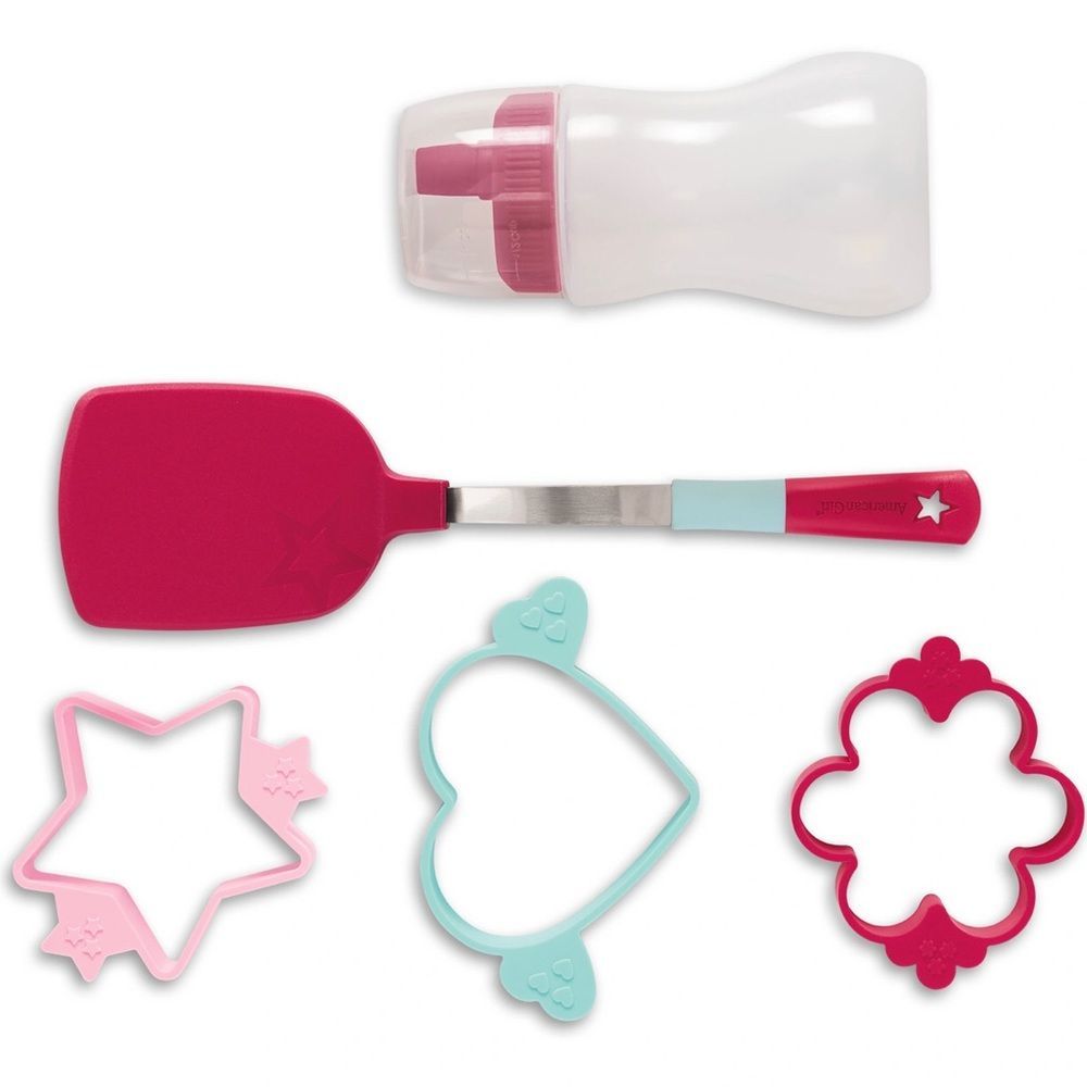 NEW American Girl Williams-Sonoma 5pc Pancake Set Spatula Batter Bottle Molds